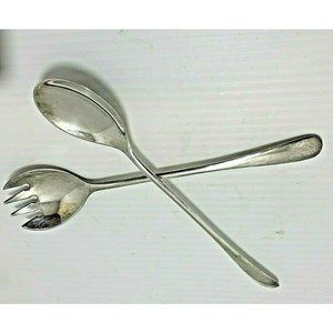 MCM Salad Server Spoon & Fork Silver plated Italy 9" Long  Vintage